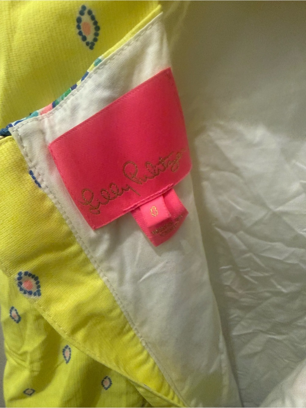Lilly Pulitzer Yellow Printed Summer Dress with Pink Label sz0 - Picture 4 of 12